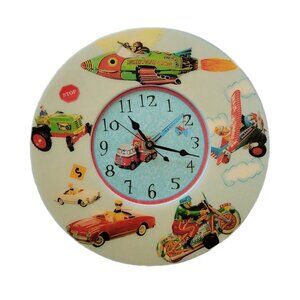 Cars & Planes Wall Clock Handmade by Dolce Mia Designs VTG Circa 1998 Works